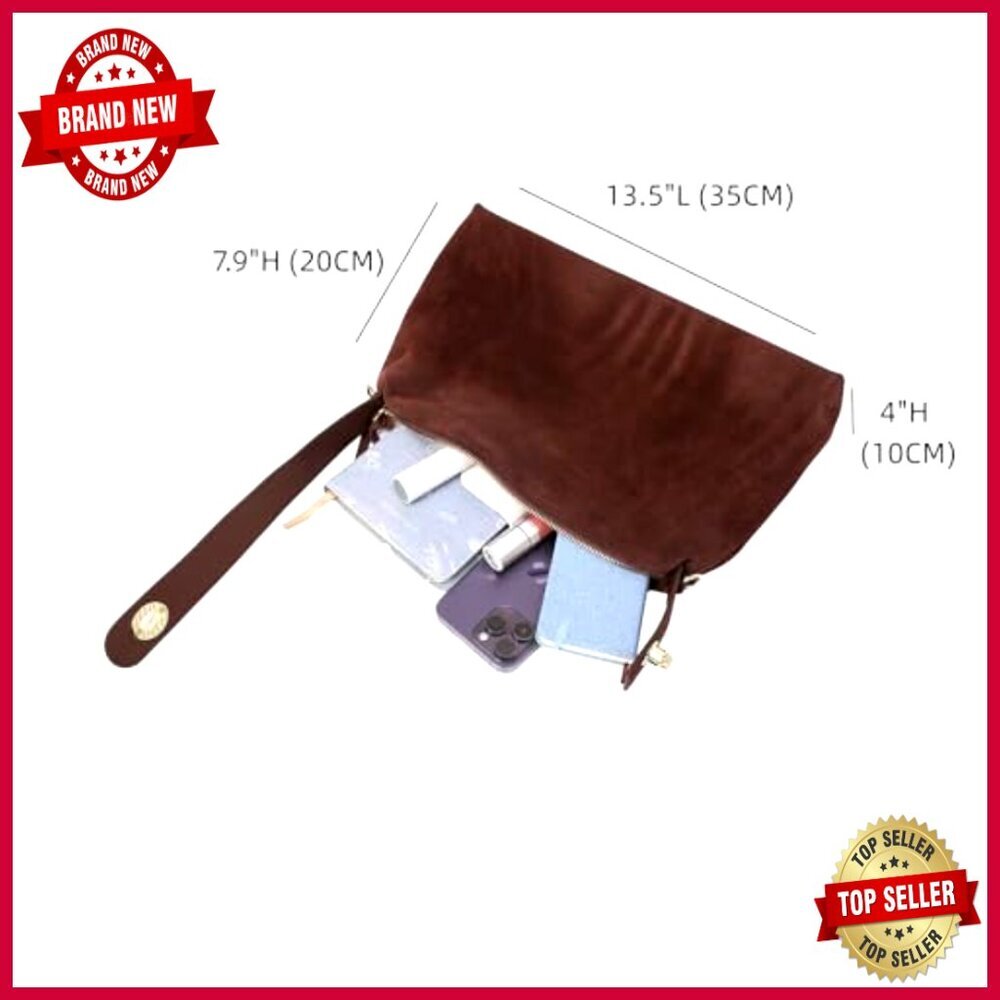 Premium Suede Leather Hobo Bag Crossbody Tote Adjustable Strap - Picture 3 of 6